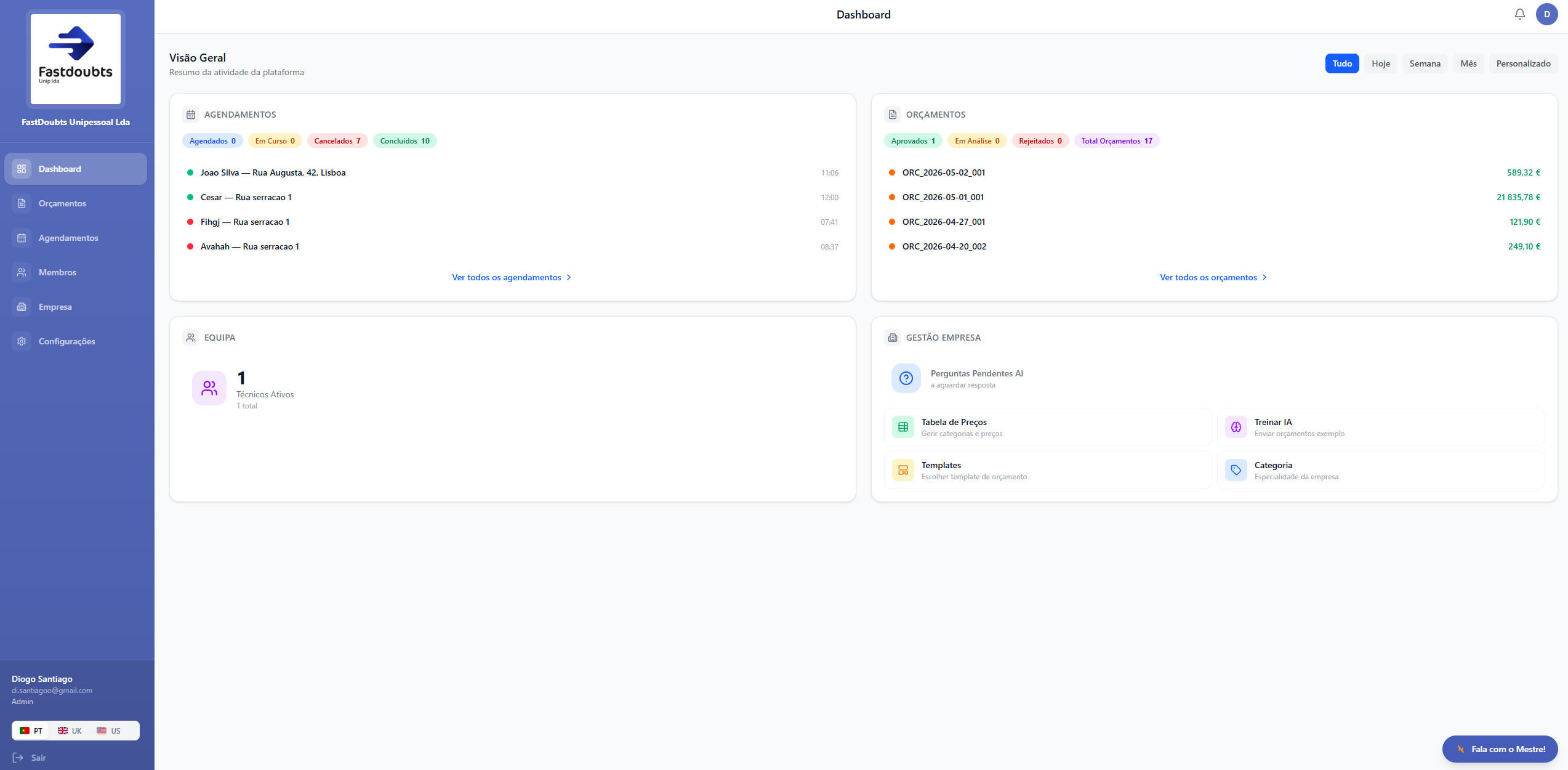 Dashboard AgentX